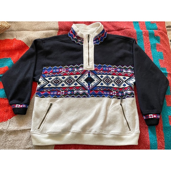 Vintage Bolo Spirit Half Zip Sweater Southwestern - Picture 1 of 6